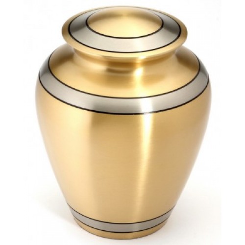 Superior Brass Cremation Ashes Urn  - Adult Size - Brushed Matt Gold Finish
